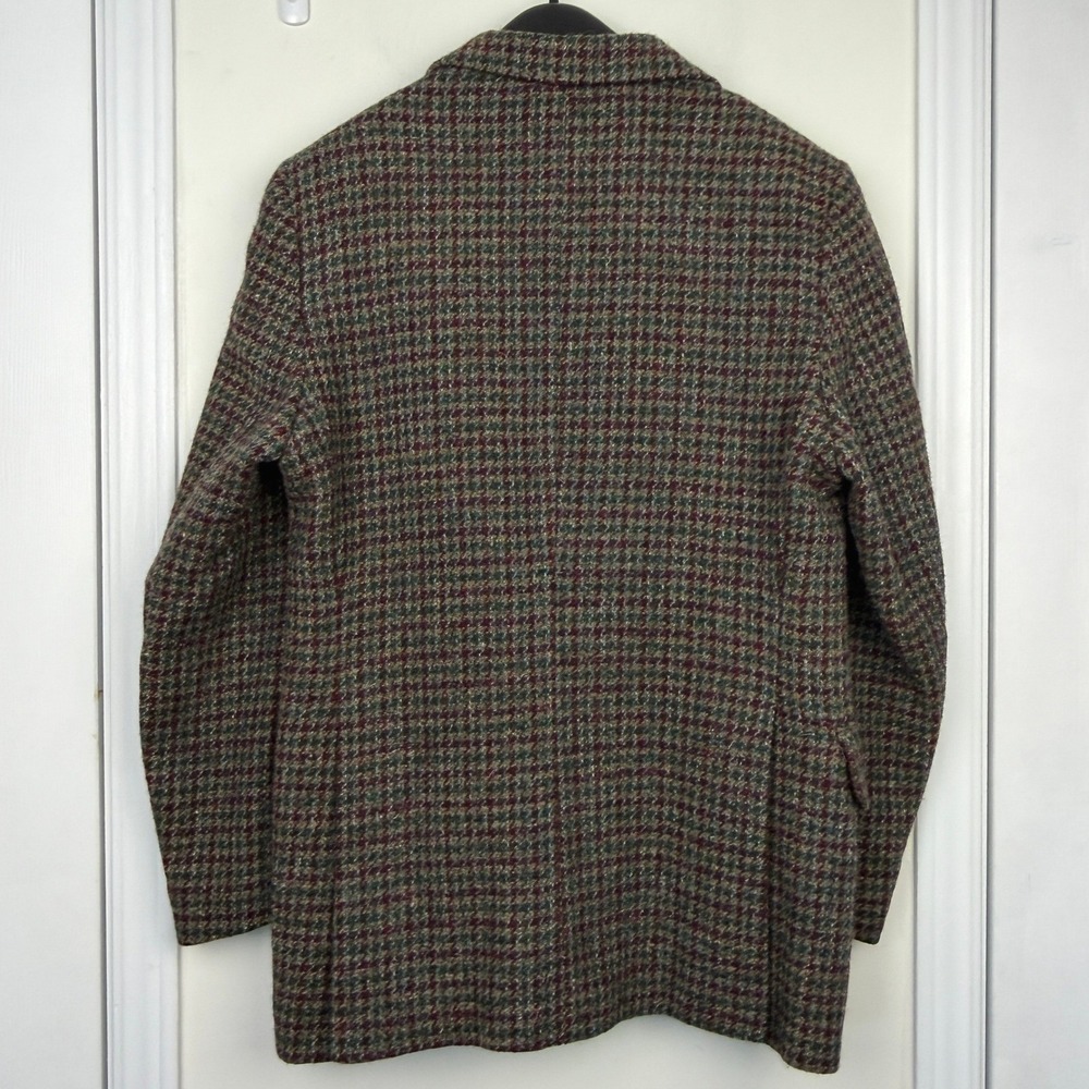 VTG Burleigh HARRIS TWEED Blazer Men 42 Wool Sport Coat Jacket Brown Check *read - Picture 12 of 12